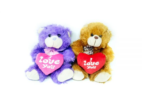 Medium Coloured Bears with Hearts (4 colours mixed) – 18″