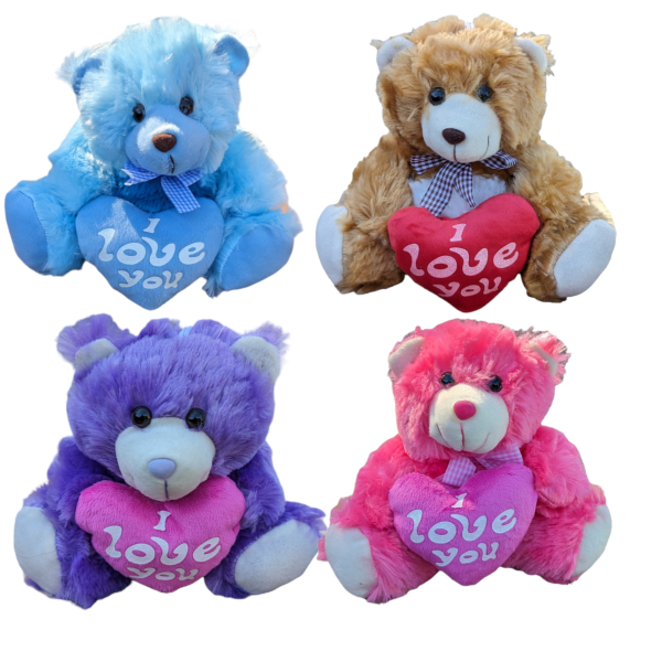 Coloured bear with heart (4 colours mixed) – 8″